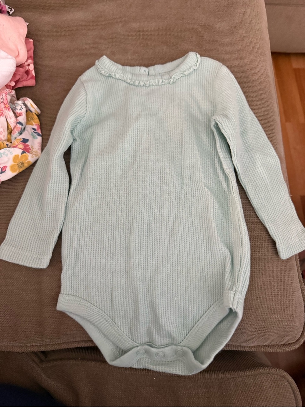 Garanimals Mint Green Ribbed Long-Sleeve One-Piece